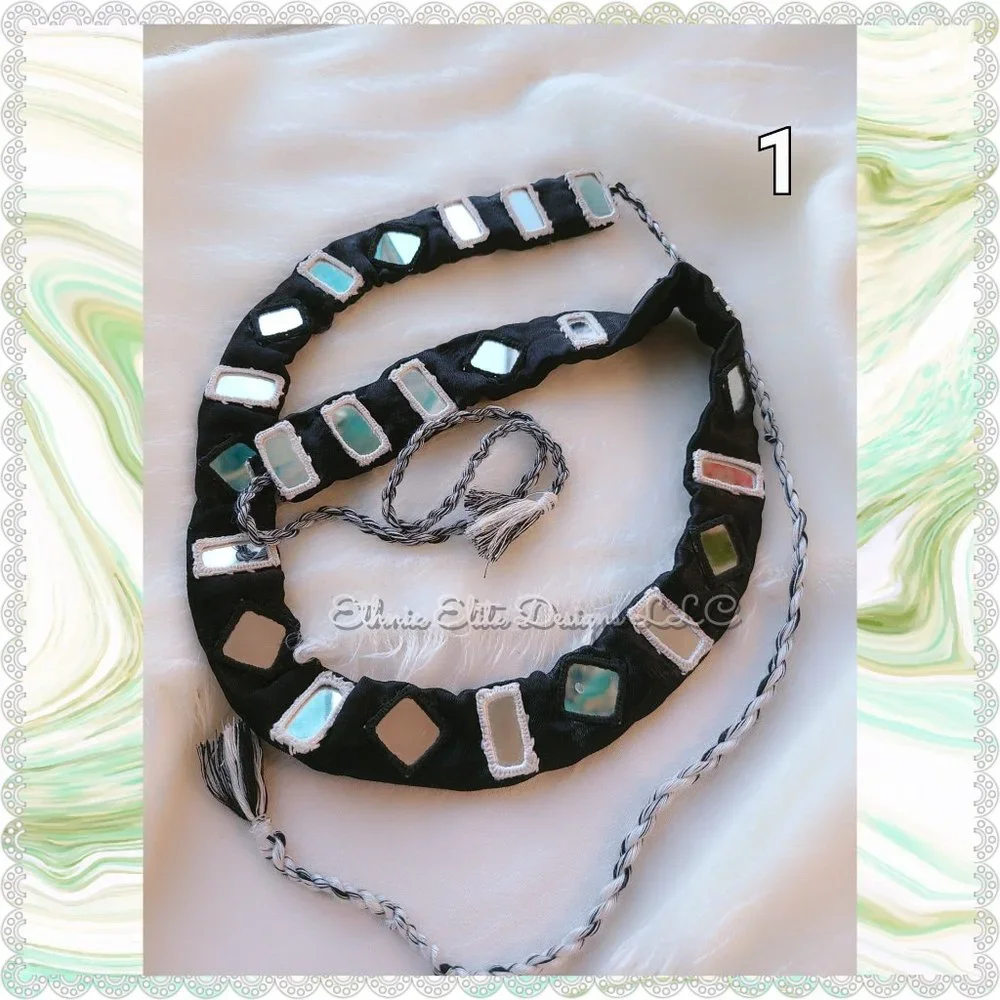 New boutique Women's Handmade Black Satin Silk Waist Belt - Kutchi Work …